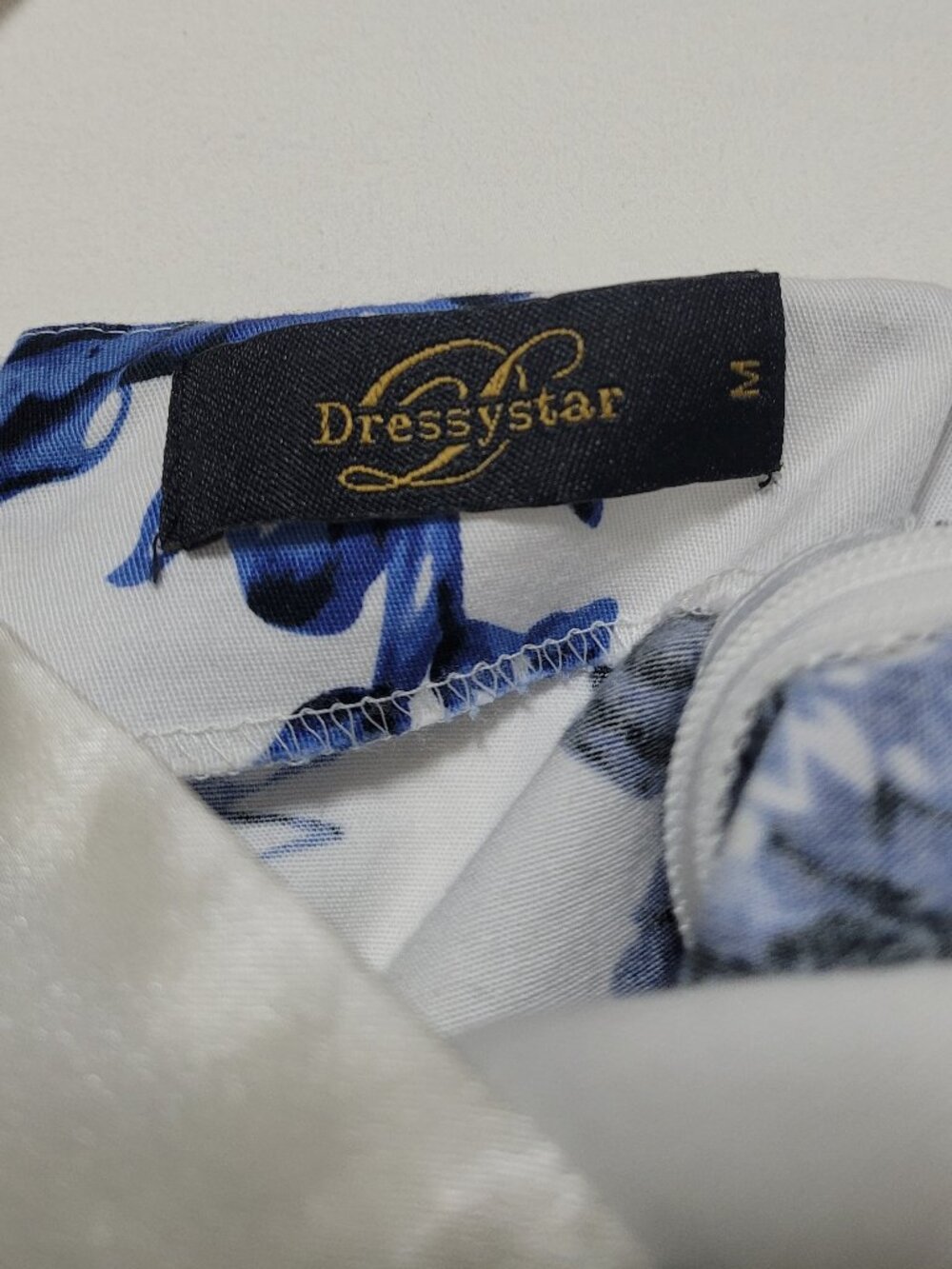 Dressystar Floral Halter Rockabilly Swing Dress Blue White Medium 50s Retro - Picture 8 of 10